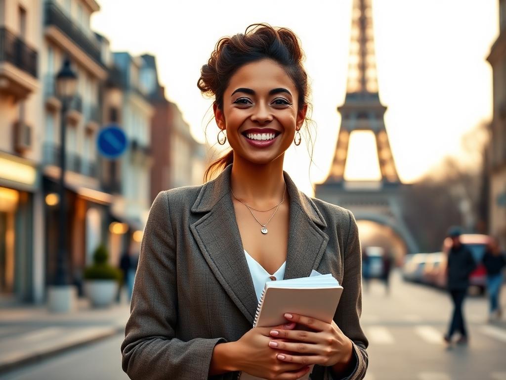Étudiante validant son diplôme de français